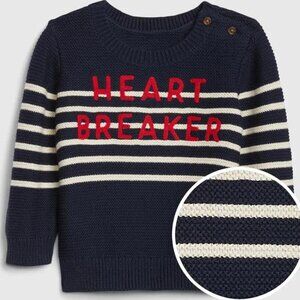 Baby GAP Navy, White, & Red Heart Breaker Knit Sweater